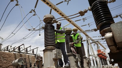 Power generation transformers in Al Kiswah area near Damascus. Reuters