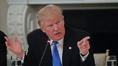 US president Donald Trump, pictured here on July 19, 2017 in the state dining room of the White House in Washington, appears to be keeping his options open on Iran. Pablo Martinez Monsivais / AP