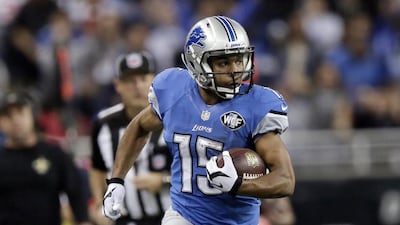 Wide receiver Golden Tate runs down a 73-yard touchdown catch in the Detroit Lions' win over the New Orleans Saints last Sunday in the NFL. Duane Burleson / AP / October 19, 2014
