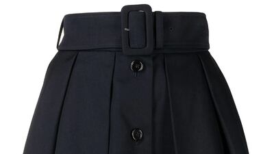 French label Patou’s take on the cross-seasonal style adds a belt and a heavier material to take you into autumn. Dh1,324, www.farfetch.com. Photo: Patou