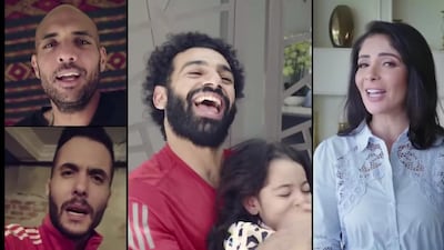 Amir Eid, top left, Ahmed Bahaa, bottom left, Mohamed and Makka Salah, and Mona Zaki have all taken part in Ramadan campaigns. YouTube