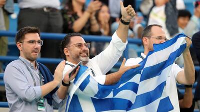 Stefanos Tsitsipas's fans at the Mubadala World Tennis Championship. Chris Whiteoak / The National