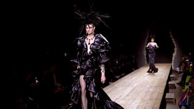 The autumn/winter 2023 Moschino collection took its cues from punk culture. Getty Images