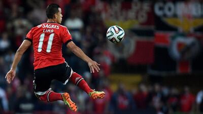 Rodrigo Lima and Benfica will look to win two more trophies this year in the Portuguese Cup final and Europa League final. Francisco Leong / AFP