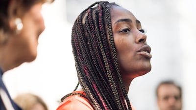 Ms Cunningham speaks after Kelly's sentencing. EPA