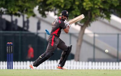 UAE's Basil Hameed also scored a fifty against Scotland in Dubai. Pawan Singh / The National