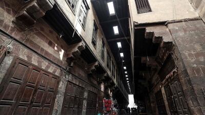 This picture taken on April 24, 2020 on the first Friday of the Muslim holy month of Ramadan shows a view of closed-down shops along Khayamiya Street, or the Street of Tent-makers, in the old city of the Egyptian capital Cairo. AFP