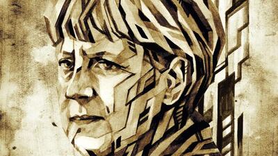 German chancellor Angela Merkel. Illustration by Tadaomi Shibuya
