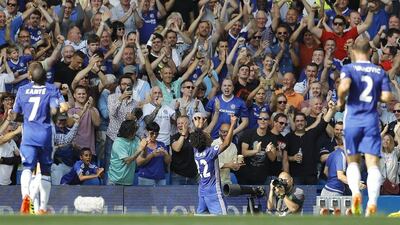 Chelsea winger Willian celebrates after scoring the game’s second goal. Frank Augstein / AP Photo