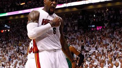 LeBron James celebrates
