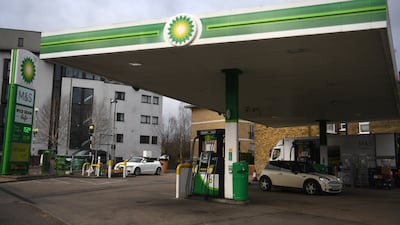 The BP logo is displayed on a garage in northern London, Britain, 28 February 2022. Energy company BP is to offload its 19. 75 percent stake in Russian state-owned oil firm Rosneft. EPA