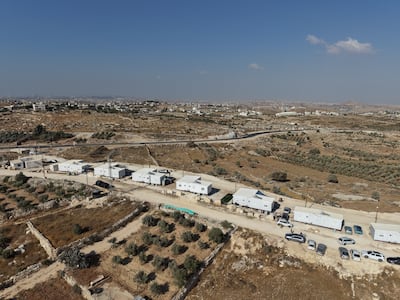 A view of new housing units during the inauguration of the new Israeli outpost settlement Maale Arugot at the Gush Etzion settlement block near the West Bank Palestinian city of Bethlehem. EPA