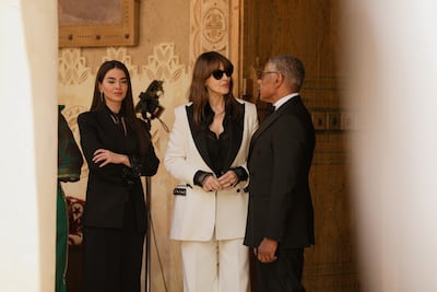 Bellucci behind the scenes during filming in Riyadh. Photo: Sela