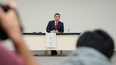 Nissan chief executive Hiroto Saikawa at a press conference at Nissan's global headquarters in Yokohama, Japan. The Japanese automaker held a board meeting Monday in which they approved the establishment of a Special Committee for Improving Governance. EPA