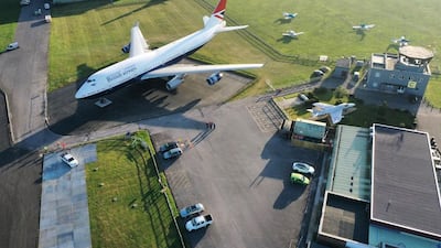 A retired British Airways 747 is now a party plane in the English countryside. Photo: Aerial Perspective Services