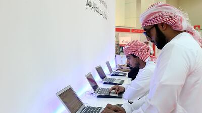 Searching for work. Emirati job seekers want job satisfaction and a chance to learn, the survey says. Satish Kumar / The National