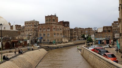 A flooded street after heavy rainfall in the old city of Yemen's capital. AFP