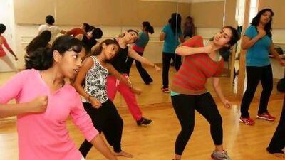 Students practice their Bollywood dance moves. Pawan Singh / The National