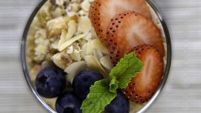 Granola fruit cup at The Farm restaurant at Al Barari. Jaime Puebla / The National