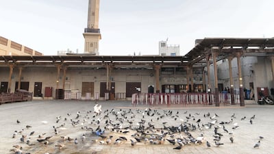 Barricades in place to maintain social distancing at the Hindu temple in Bur Dubai. Reem Mohammed / The National