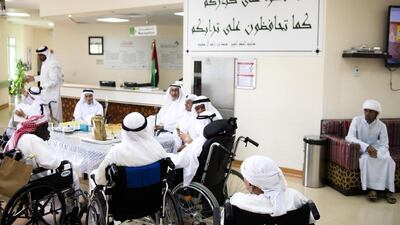 Residents and outpatients at the Family Gathering Centre in the Mamzar area of Dubai enjoy the family feel of the centre. Lee Hoagland / The National