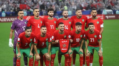 The Morocco starting XI before the match. AP
