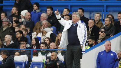 Chelsea manager Guus Hiddink observes his side during their Premier League match against West Ham on Saturday. John Sibley / Action Images / Reuters / March 19, 2016