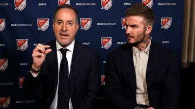 Inter Miami CF co-owners Jorge Mas, left, and David Beckham. AP