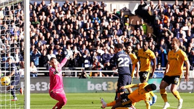 Tottenham Hotspur's Brennan Johnson scores their first goal. PA