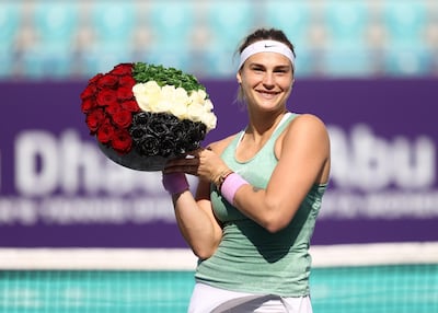 Aryna Sabalenka won the one-off Abu Dhabi WTA Women's Tennis Open title in 2021. Getty Images