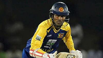 Upul Tharanga, the Sri Lankan opening batsman, sets off for a run during his country's three-wicket win over New Zealand yesterday. Tharanga top-scored for Sri Lanka with 70.