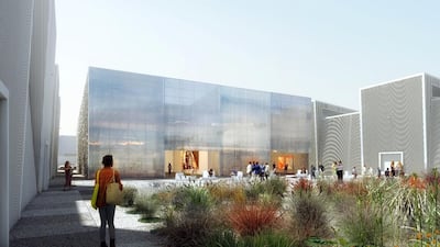 An exterior rendering of Concrete, designed by Office of Metropolitan Architecture (OMA). Image courtesy Alserkal Avenue