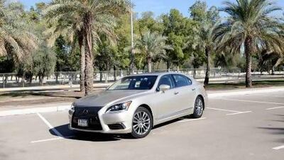 A new 'spindle' grille dominates the Lexus LS front end, while the rest of the car remains much the same as before. Fatima Al Marzooqi / The National