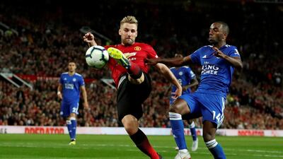 Manchester United's Luke Shaw scores their second goal. Reuters