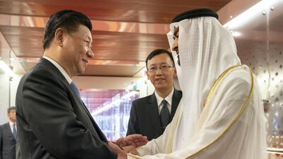 Sheikh Mohamed bin Zayed, Crown Prince of Abu Dhabi and Deputy Supreme Commander of the UAE Armed Forces, with Chinese President Xi Jinping last year. Mohamed Al Hammadi / Crown Prince Court - Abu Dhabi