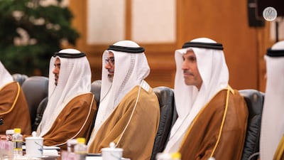 Sheikh Khaled during the meeting. Photo: Abu Dhabi Media Office