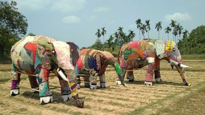 For 'Elephant in the Room', Bangladeshi artist Kamruzzaman Shadhin created a participatory art project with occupants of the Kutupalong Refugee camp, to highlight the negative impact on the environment and the displacement of elephants due to the sudden arrival of thousands of Rohingya communities in 2017. Courtesy the artist