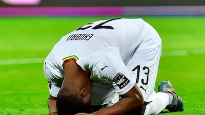 Ghana forward Caleb Ekuban reacts after missing a penalty in the shoot-out against Tunisia in their last-16 Africa Cup of Nations match. AFP
