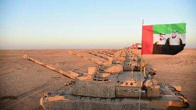 UAE forces participating in the Northern Thunder joint military exercises in northern Saudi Arabia involving members of more than 20 countries. (Wam agency)
