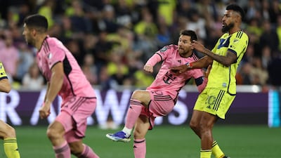 Lionel Messi scores for Inter Miami. Getty Images
