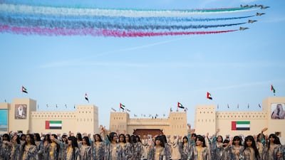 Al Forsan aerobatic team perform a flyover during the annual event