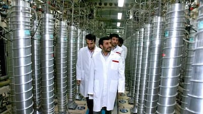 The Iranian president Mahmoud Ahmadinejad inspects the Natanz uranium enrichment facility in 2008.