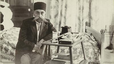 Mozaffar Al Din Shah Qajar on his second trip to Europe in 1903, exhibited at New York University. Courtesy Kimia Foundation