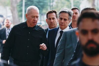 US Secretary of State Antony Blinken with Israeli Defence Minister Yoav Gallant in Tel Aviv earlier this month. AFP