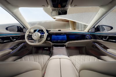 The cabin features a refrigerated compartment and temperature-controlled cupholders. Photo: Mercedes-Benz Group AG