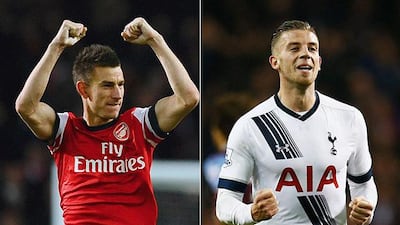 Laurent Koscielny, left, and Arsenal are second, on 25 points. Toby Alderweireld and Spurs are fifth, on 20. (Photos: Laurence Griffiths / Getty Images and Mike Hewitt / Getty Images)