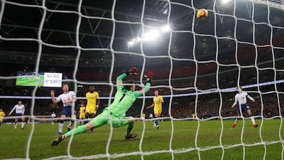 Harry Kane misses a chance to score for Tottenham. Retuers