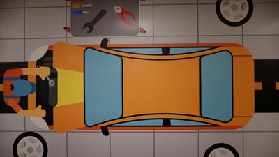 An illustration is seen on a wall at the Driving Centre. Ahmed Jadallah / Reuters