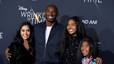 Vanessa Bryant, left, Kobe Bryant, Natalia Bryant and Gianna Bryant at the world premiere of "A Wrinkle in Time" in Los Angeles in February 2018. AP Photo