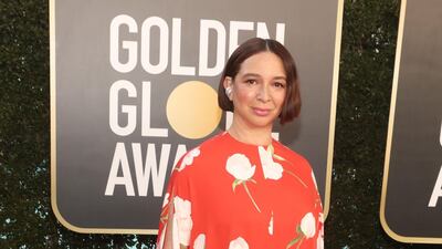 Maya Rudolph, in Valentino, attends the 78th annual Golden Globe Awards in Beverly Hills, California, on February 28, 2021. AFP